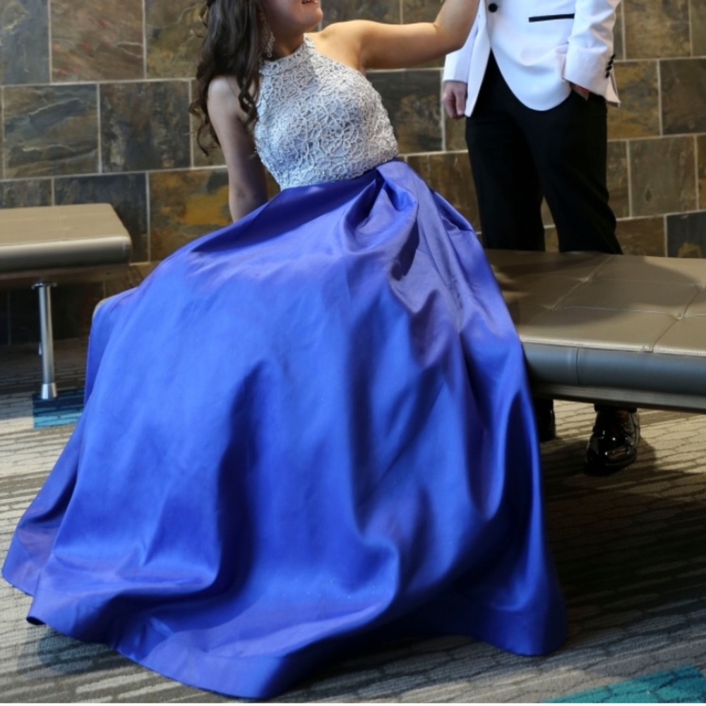 2 piece halter top prom dress